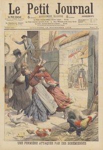 Un contadino aggredito dagli zingari (litografia a colori)