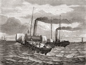 Un primo tentativo nel 1850 da parte della Anglo-French Telegraph Company di John Watkins Brett di posare la prima linea sotto il Canale della Manica, da Dover a Calais, utilizzando i rimorchiatori convertiti Goliath e Widgeon, da 