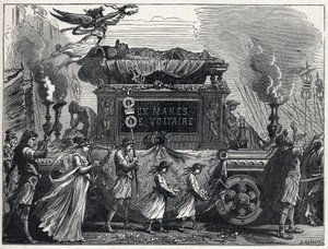 Un carro funebre che trasporta il corpo di Voltaire (François Marie Arouet) da French School
