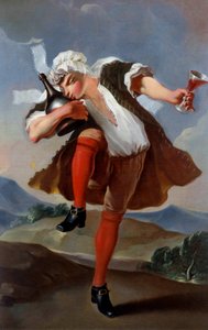 Una buona bottiglia di vino. Insegna di un mercante di vino. Pittura anonima circa 1760 da French School