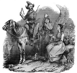 Un gruppo di cosacchi kirghisi in costume tradizionale. In "Il negozio pittoresco" 1835 da French School