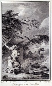 Un uragano nelle Indie Occidentali. Incisione del 1780 da French School