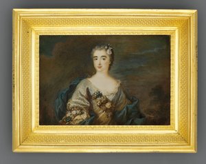 Una signora chiamata Louise-Jeanne de Durfot, Duchessa de Mazarin et de la Meilleraye, c.1750 da French School