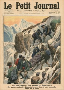 Una discesa in movimento sul Monte Bianco, illustrazione da 