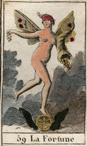 Rappresentazione della dea della fortuna Fortuna, decide il bene e il male degli esseri umani, tiene un corno dell