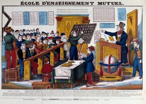 Una scuola di educazione reciproca introdotta in Francia intorno al 1815. Incisione del XIX secolo Parigi, Museo Carnavalet da French School