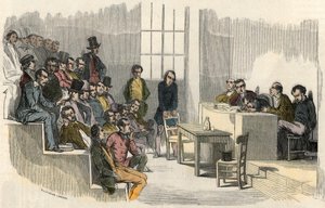 Una seduta del concorso di aggregazione alla Sorbona di Parigi nel XIX secolo - Incisione in "Tableau-de-Paris" di Edmond Texier 1852