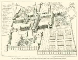 Abbazia di Saint-Germain des Pres verso il 1630, da un disegno dell