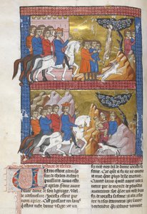 Add. 15268, f.75v Edipo, trovato da Polibo, Re di Corinto, illustrazione da 