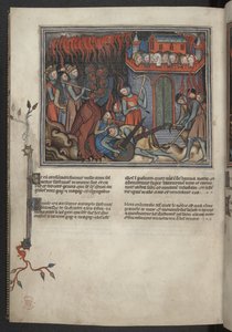 Miniatura degli eserciti del Cielo che combattono il drago (Apocalisse XIX:19-20), dall
