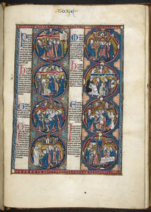 Add MS Harley 1527, f.105r, miniature dalla Bible moralisée da French School