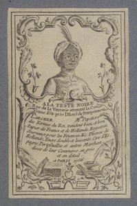 Pubblicità per A la Teste Noire cartoleria, Parigi, 1756 da French School