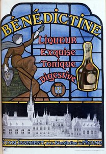 Pubblicità per il liquore Benedettino, inizio XX secolo