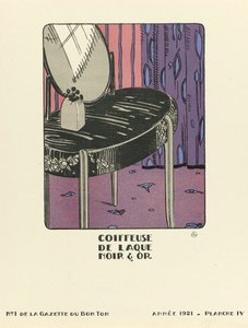 Pubblicità per "Coiffeuse de Laque Noir  Or", pub.1921 (stampa a stencil)