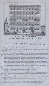 Pubblicità per il Louvre Railway Terminus Hotel, Boulogne-sur-Mer, Francia