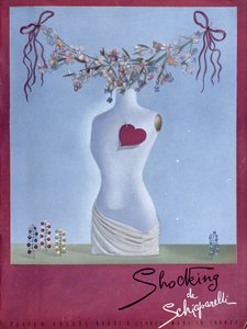 Pubblicità del profumo "Shocking" di Schiaparelli, illustrazione dalla rivista "Vogue", novembre 1938 (litografia a colori) da French School