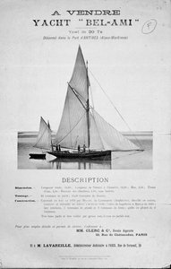 Pubblicità per la vendita dello yacht Bel-Ami di Guy de Maupassant da French School