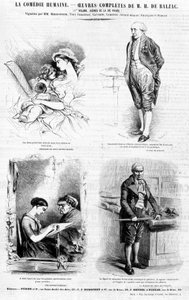 Pagina pubblicitaria per le opere di Balzac - in "Charivari", luglio 1842 da French School