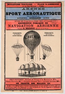 Esposizione di aeronautica a Parigi nel 1885 sotto la direzione di Eugene Godard, pub. 1885