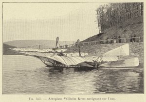 Aeroplano Wilhelm Kress navigando sull