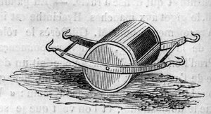 Macchina agricola: un distributore di fertilizzanti presentato al concorso agricolo di Parigi nel 1860. Incisione in 