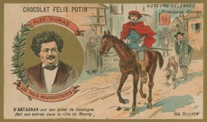 Alexandre Dumas e una scena da I tre moschettieri