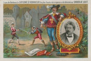 Alexandre Dumas e una scena da I tre moschettieri