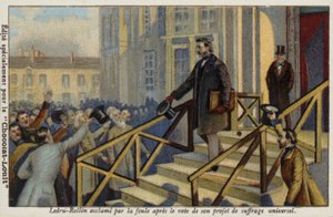 Alexandre Ledru-Rollin acclamato dalla folla dopo il voto sulla sua proposta di suffragio universale