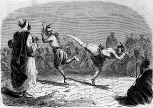 Costume algerino: danza araba. Disegno di Mr. Rigo, basato su uno schizzo di Mr. Ameler, capo battaglione. Incisione in 