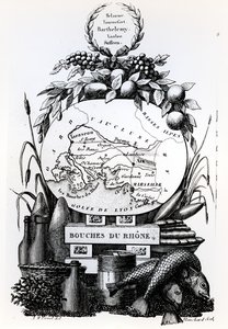 Mappa allegorica del dipartimento delle Bouches-du-Rhône, c.1830