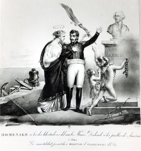 Ritratto allegorico del Generale Simon Bolivar (1783-1830) c.1840 da French School