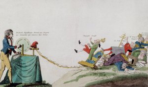 Allegoria della Rivoluzione Francese che rimuove tutti i troni dei ladri incoronati da French School