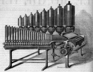 Organo a vapore americano. Incisione in "Le Monde Illustré" n.146 del 28 gennaio 1860. da French School