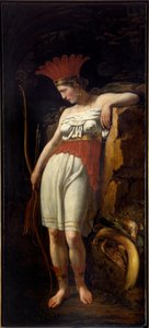 Allegoria del Nuovo Mondo come una giovane donna indiana con piume e arco e frecce da French School