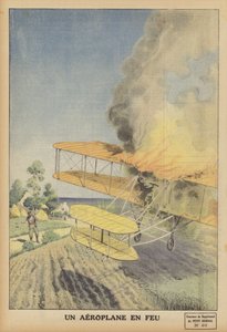 Un aeroplano in fiamme da French School