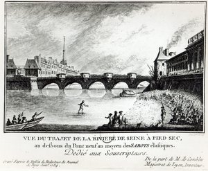 Un tentativo di attraversare la Senna, 1784 da French School