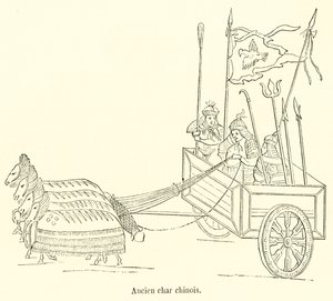 Antico carro cinese (incisione) da French School