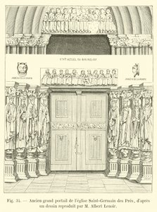 Antico grande portale della chiesa di Saint-Germain des Prés, secondo un disegno riprodotto da M Albert Lenoir da French School