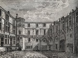 Antico hotel de la Tromoille, rue des Bourdonnais, Parigi (1° arr) - Incisione in “Storia fisica, civile e morale di Parigi: dai primi tempi storici ai giorni nostri” di Jacques Antoine Dulaure da French School