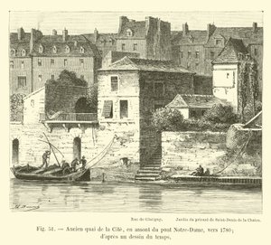Antico quai de la Cité, a monte del ponte Notre-Dame, verso il 1780; da un disegno dell