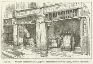 Antichi ossari dei Lingeres, trasformati in negozi, rue des Innocents da French School