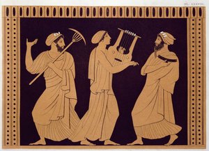 Scena teatrale greca antica, da un vaso antico da French School