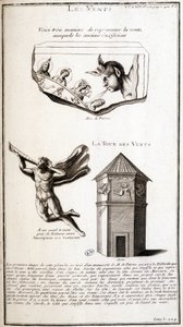 Antiche rappresentazioni del vento e della torre del vento - incisione da French School
