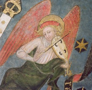 Angelo musicista che suona una viola (dettaglio)