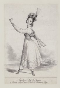 Angelique St Romain Mees in costume cosacco per il balletto La Francaise et le Raja da French School