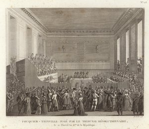 Antoine Quentin Fouquier-Tinville giudicato dal tribunale rivoluzionario da French School