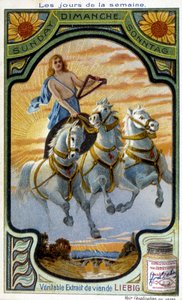 Carro di Apollo. Illustrazione della domenica per la pubblicità di "Il vero estratto di carne Liebig" (XIX secolo).