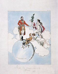 Apoteosi di Napoleone Bonaparte durante il colpo di stato del 18 brumaio anno VIII (9.11.1799). (ninfe che gli presentano alloro e corno dell