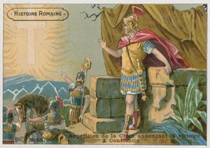 Apparizione della Croce che annuncia la vittoria a Costantino nella Battaglia di Ponte Milvio, 312 da French School