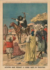 Agitatore arabo che predica la Guerra Santa in Tripolitania, illustrazione da 